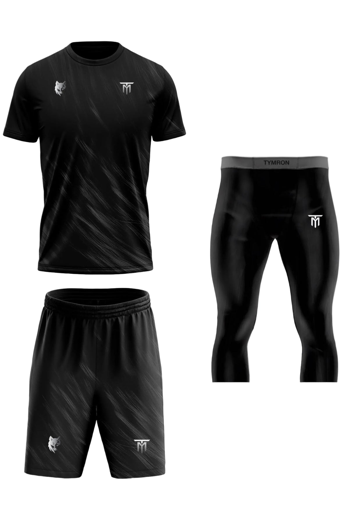 CUSTOM OBSIDIAN BORZ SET + BLACK TRAINING LEGGINGS 3/4 PACK