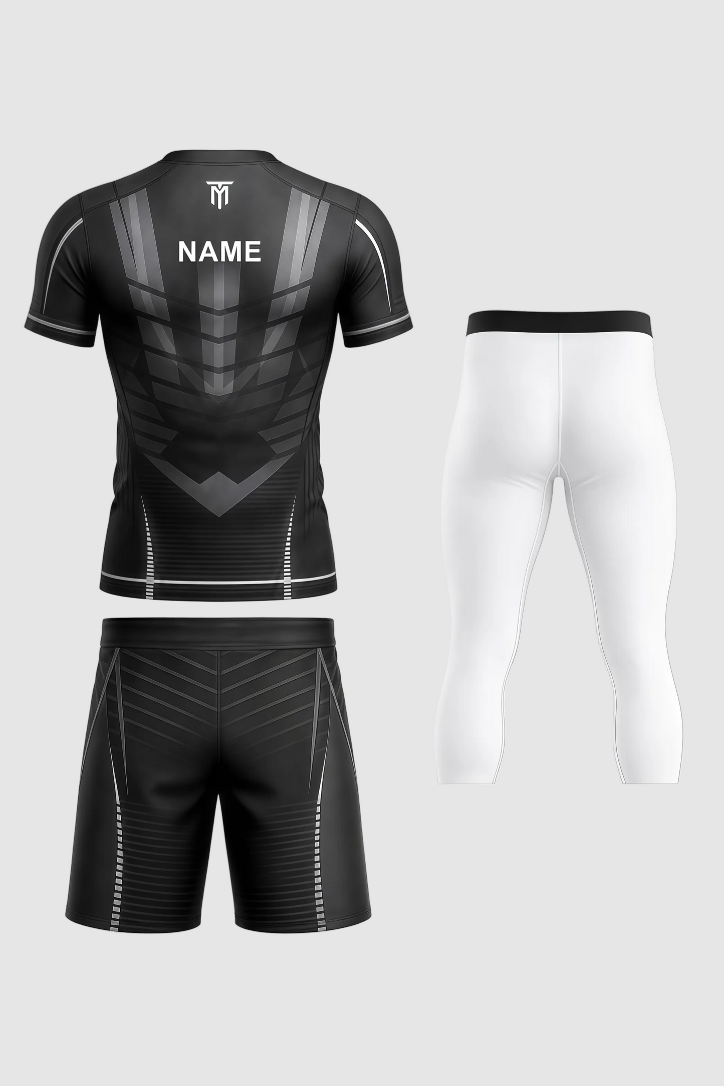 GREY NOVA STRIKE MMA SET + WHITE LEGGINGS 3/4