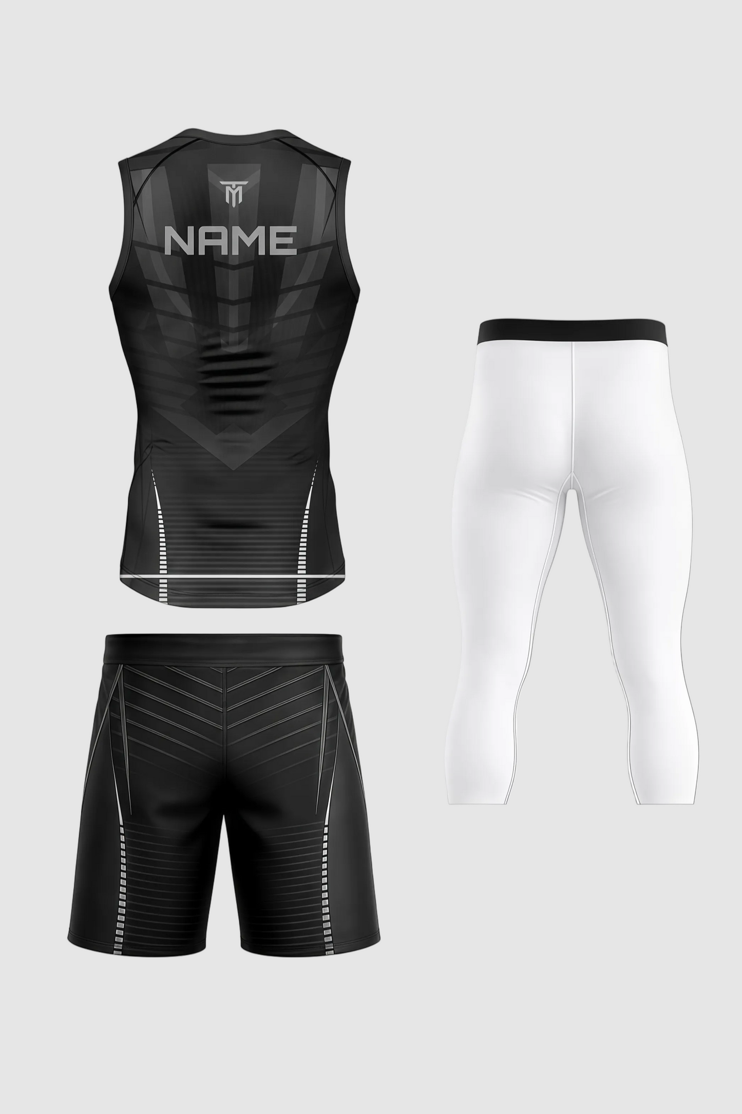 CUSTOM GREY NOVA STRIKE TANK TOP + SHORTS + 3/4 LEGGINGS PACK