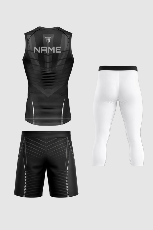 CUSTOM GREY NOVA STRIKE TANK TOP + SHORTS + 3/4 LEGGINGS PACK