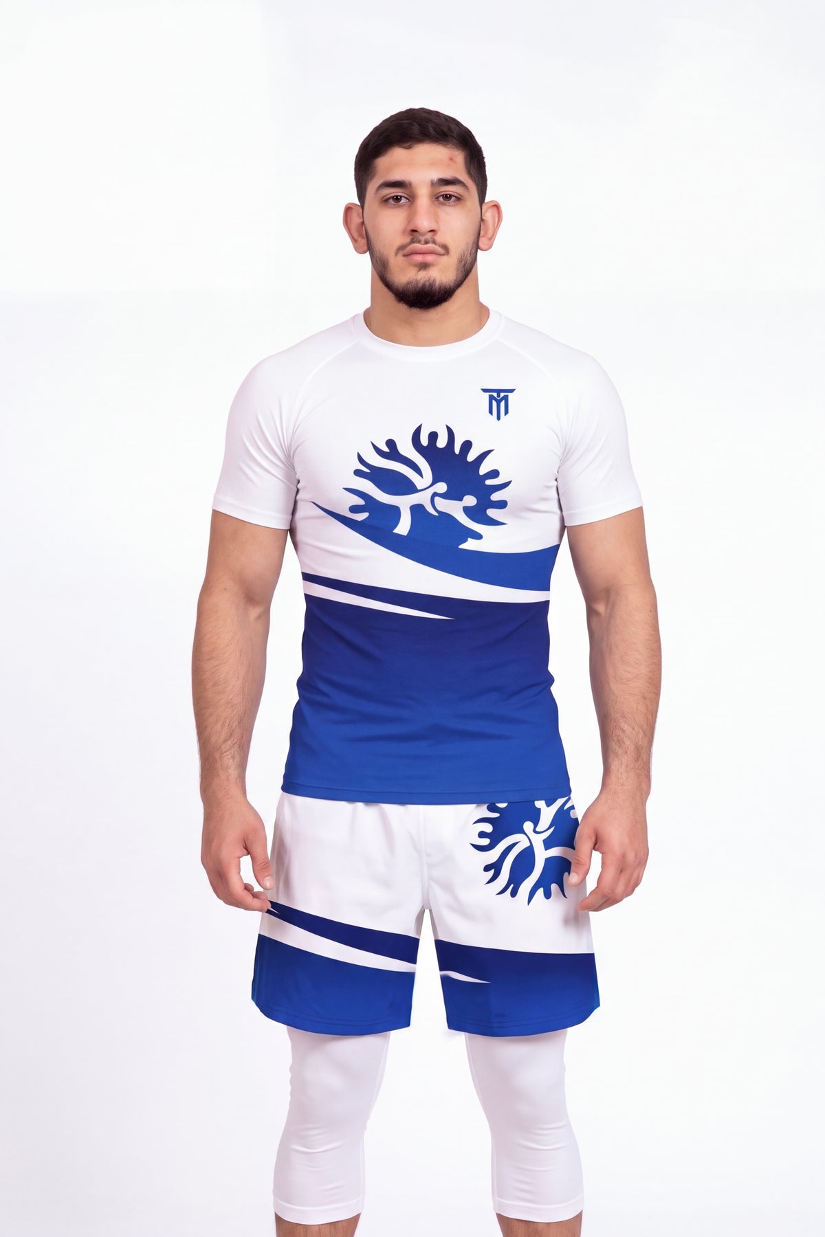BLUE EDGE EDITION SET + WHITE TRAINING LEGGINGS 3/4 BUNDLE