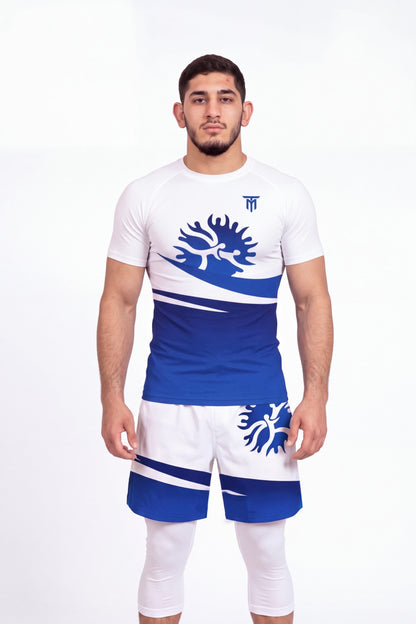 BLUE EDGE EDITION SET + WHITE TRAINING LEGGINGS 3/4 BUNDLE