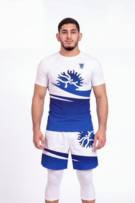 BLUE EDGE EDITION SET + WHITE TRAINING LEGGINGS 3/4 BUNDLE
