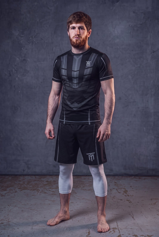 GREY NOVA STRIKE MMA SET + WHITE LEGGINGS 3/4