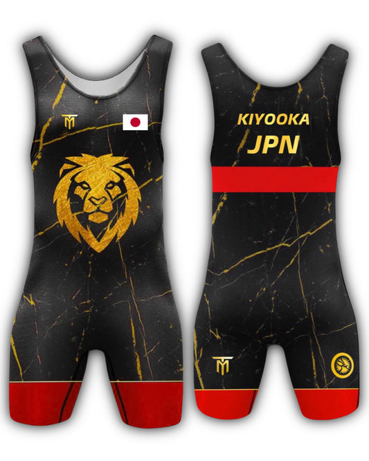 BLACK GOLD MARBLE SINGLET RED
