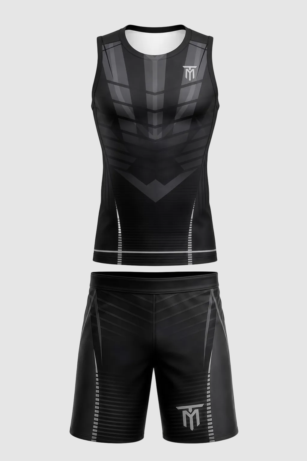CUSTOM MMA GREY NOVA STRIKE TANK TOP + SHORTS
